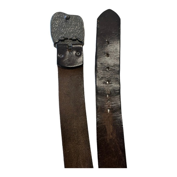 Vintage Snowmobile Enamel Buckle Leather Belt - Picture 3 of 6